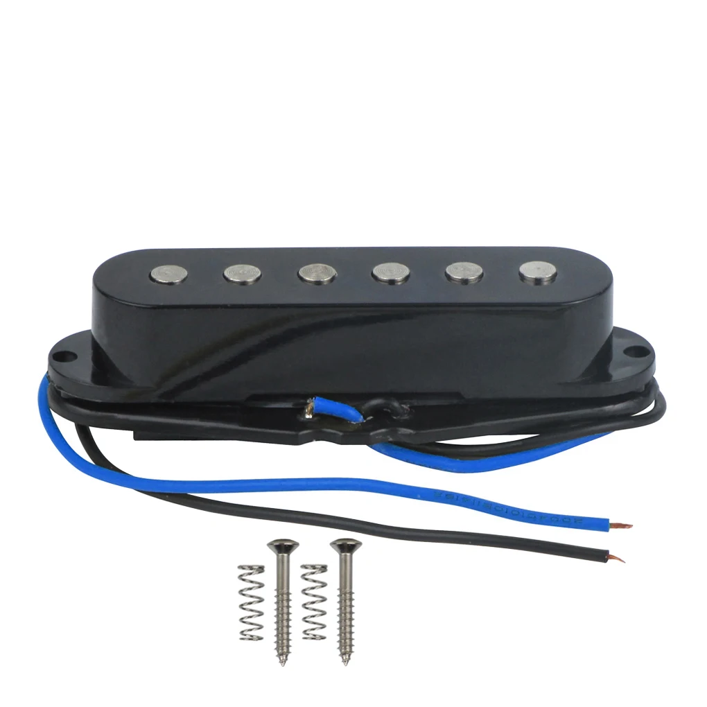 OriPure 1Pcs Black Single Coil Guitar Pickup Bridge 52mm Ceramic Flat Fixed Pole Pieces