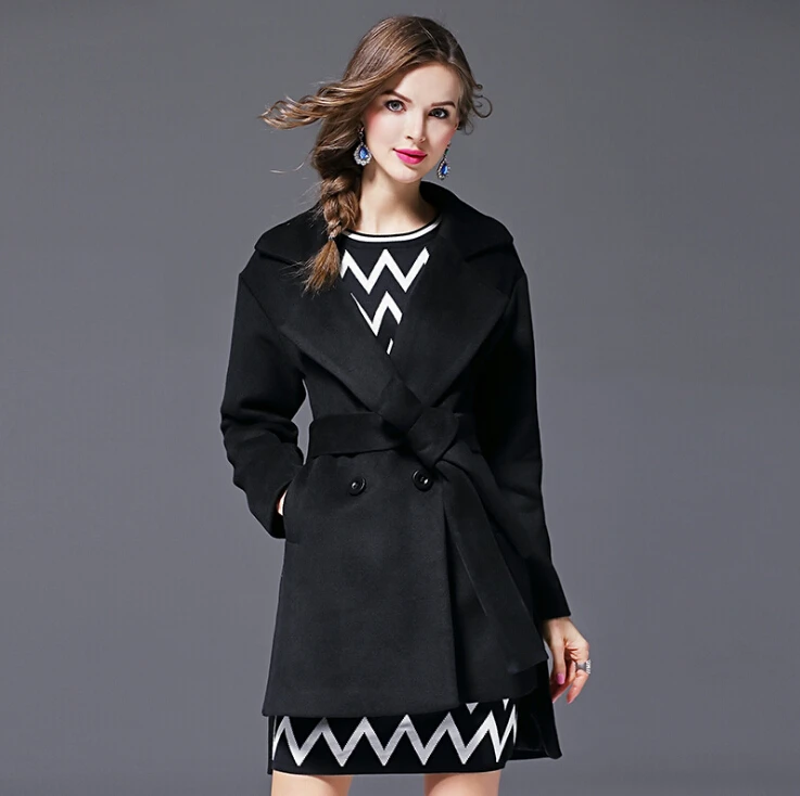 Autumn Wool Coats Women 2017 Female Elegant High quality Split Warm ...