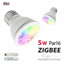 Цветная(RGB) и двойной белого цвета, доступен в 5 Вт E27 PAR16 светодиодный прожектор, Светодиодная лента RGBW/CW 2700-6500 K светодиодный лампы AC100-240V zigbee zll работать с alexa puls светодиодный потолочный светильник