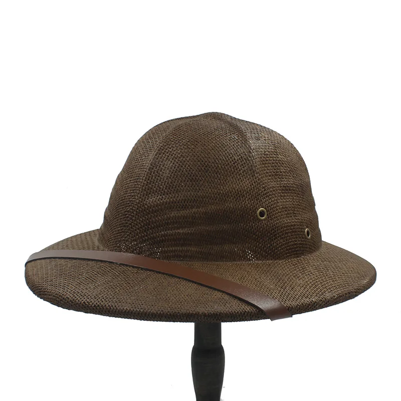 Fashion Vietam War Army Hat Women Men British Explorer Straw Helmet Summer Boater Bucket Sun Hat Unisex Jungle Miners Cap CP0210 (1)