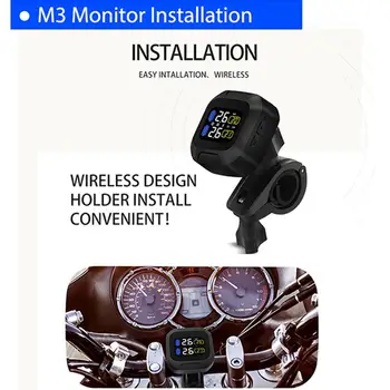 

Dragonpad M3 Motorcycle TPMS Tire Pressure Monitoring System 2 External Sensor Wireless LCD Display Moto Auto Tyre Alarm Systems