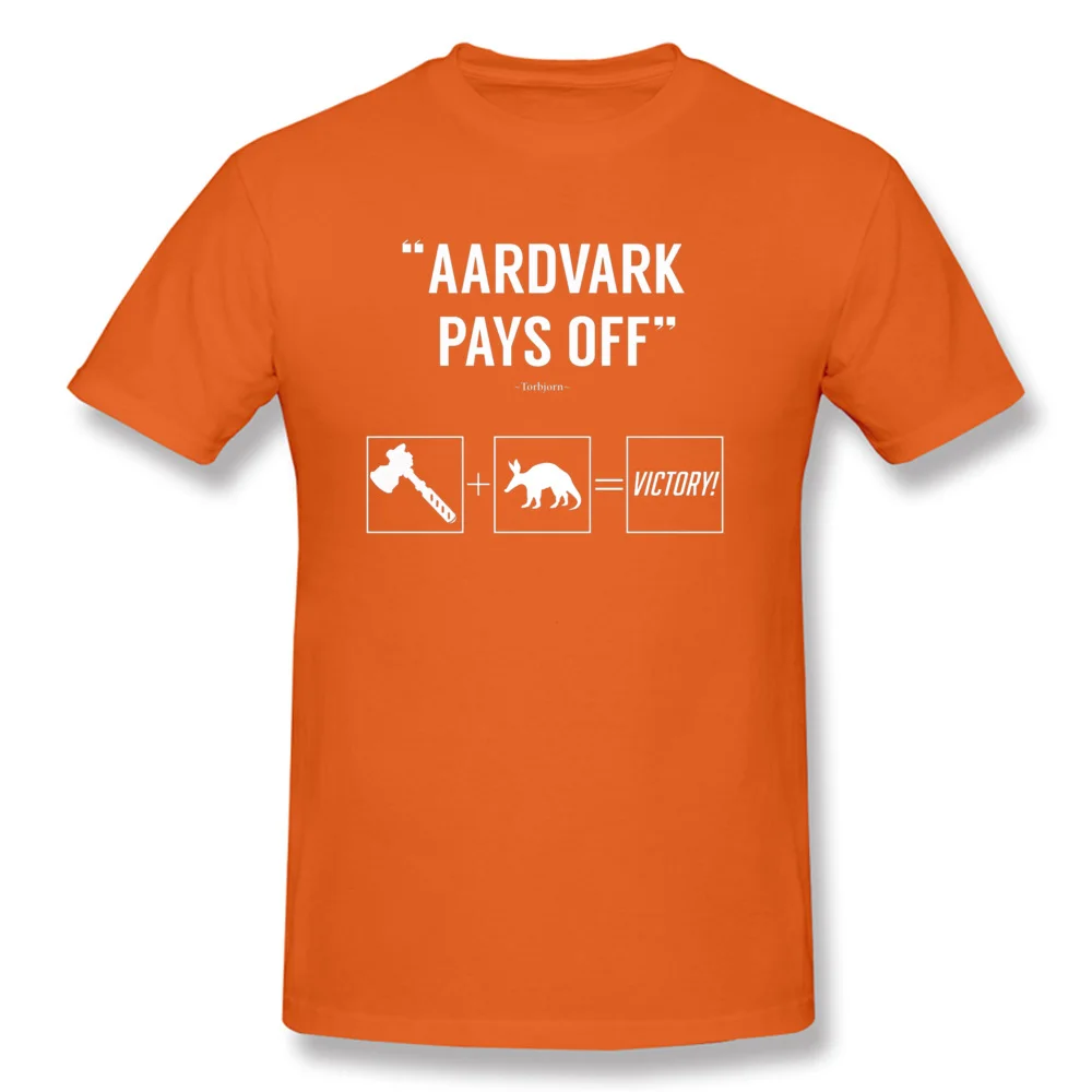Aardvark pays off Torbjorn 14024 Short Sleeve T Shirt NEW YEAR DAY Crewneck 100% Cotton Men's T-Shirt Cool Tee-Shirt Fashion Aardvark pays off Torbjorn 14024 orange