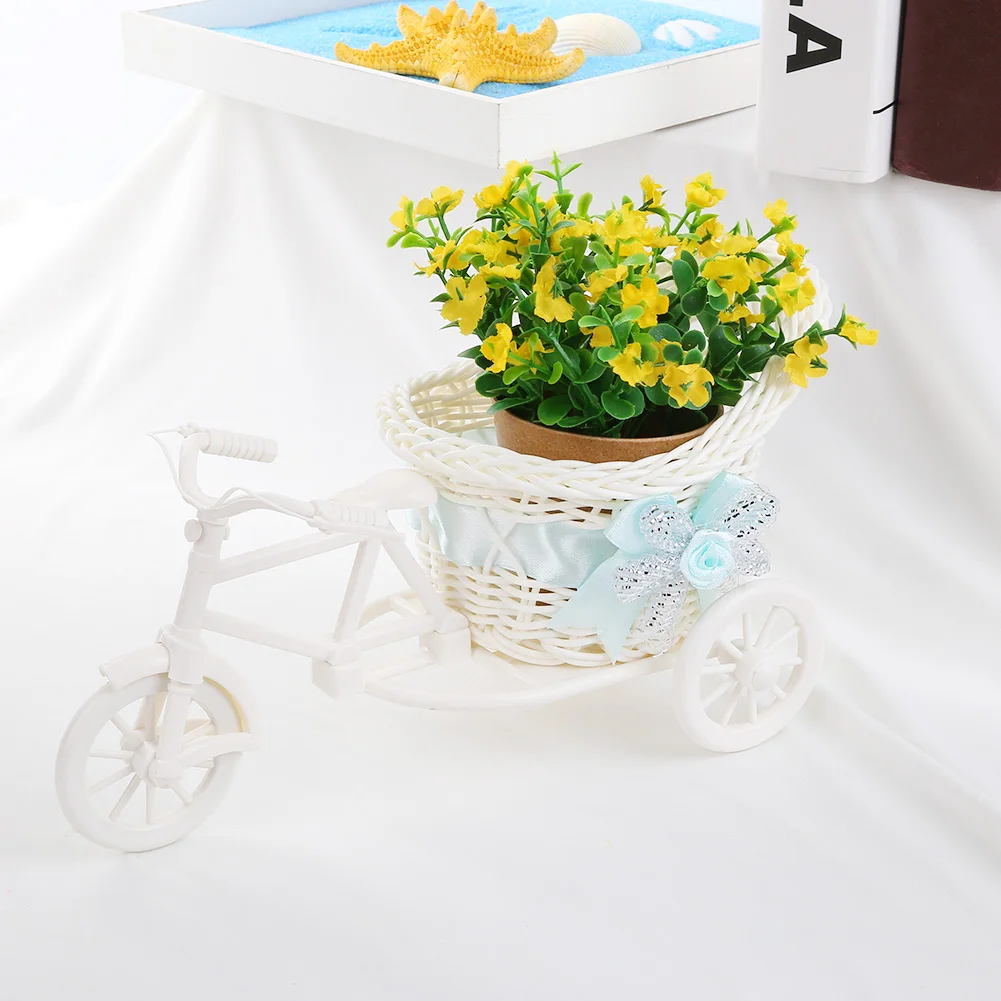 Ротанговая трехколесная корзина для велосипеда домашний сад свадебное украшение вечерние ваза для офиса украшение из ротанга трехколесная ваза для украшения