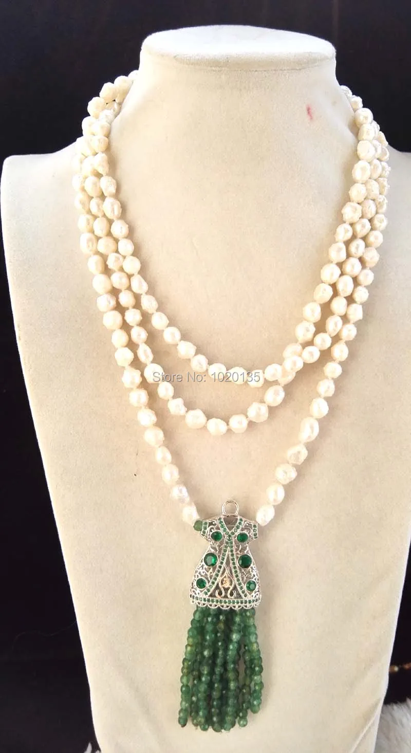 

freshwater pearl white baroque reborn keshi green stone faceted necklace 60inch nature clothes pendant