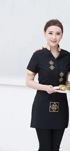 Рабочая одежда для официанта униформа официантки проверка рубашка официанта сезон весна-лето форма офицантки NN0013 - Цвет: 3