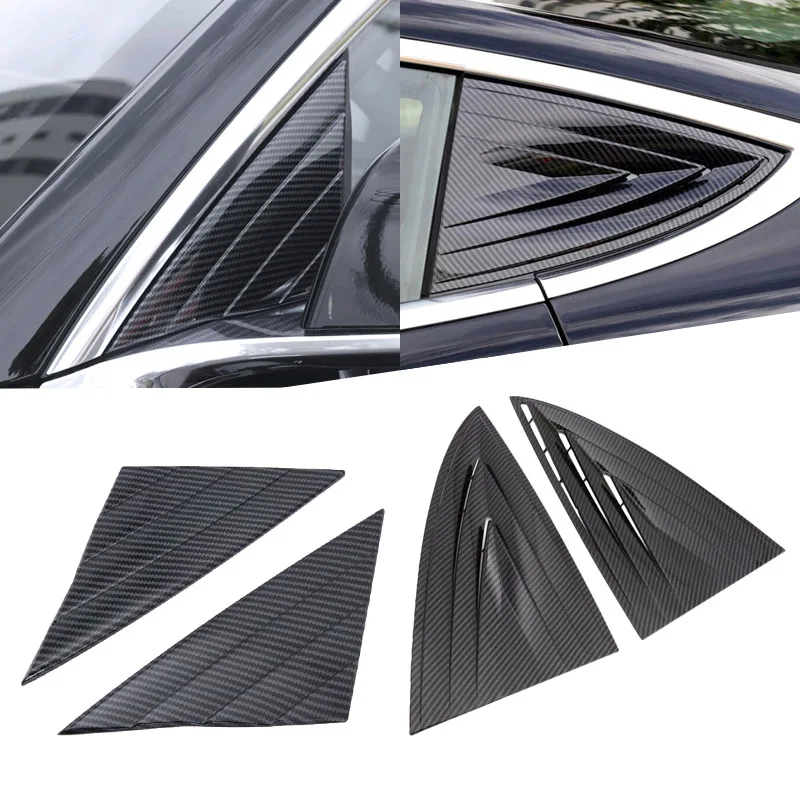 

For Tesla Model 3 2018 2019 Carbon Fiber Style ABS Front & Rear Window Hanlde Triangle Bowl Cover Car Styling Accessories 2pcs