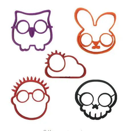 

5pcs/set Owl Rabbit Skull People Sun Shapes Non-stick Silicone Fried Egg Mold Pancake Rings Cooking Tools Egg Omelette Mould