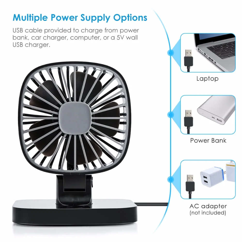 SOONHUA المحمولة USB مروحة مكتب صغير USB برودة التبريد مروحة USB البسيطة المشجعين قابل للتعديل زاوية 3 السرعة للكمبيوتر الدفتري المحمول