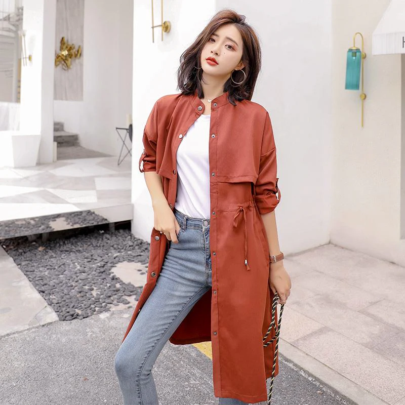 

2018 Autumn New High Fashion Brand Woman Classic Double Breasted Trench Coat Waterproof Raincoat Business Outerwear