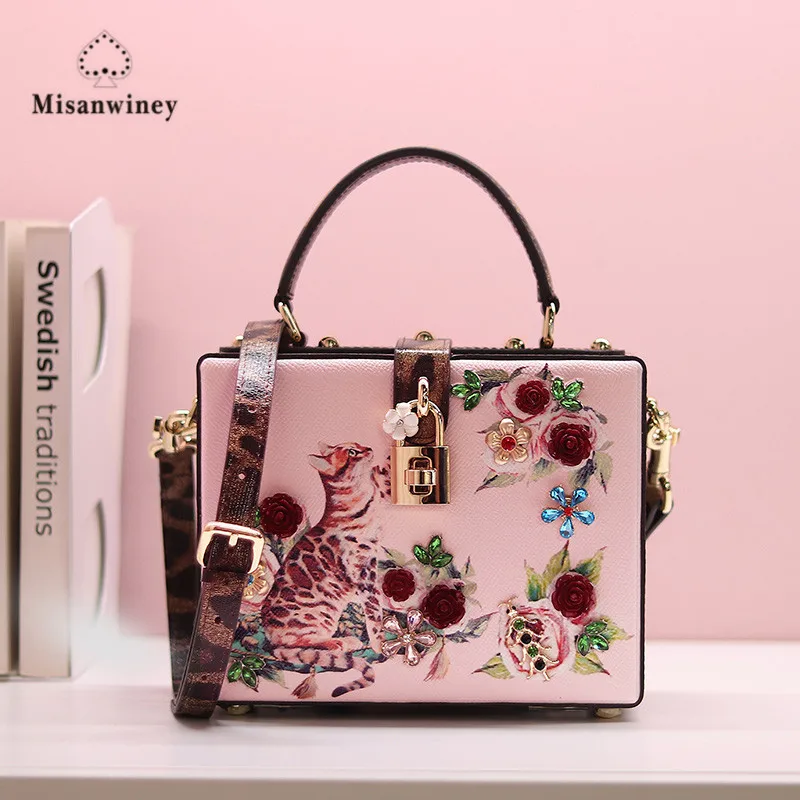 

Misanwine 2017 Vintage Cat Pattern Shoulder Bags Women Leather Lovely Animal Patchwork Handbags Tote Crossbody Bag