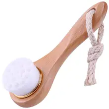 Мягкая щетка для чистки лица, ручная деревянная щетка для глубокой чистки, черная головка для удаления, деревянная ручка