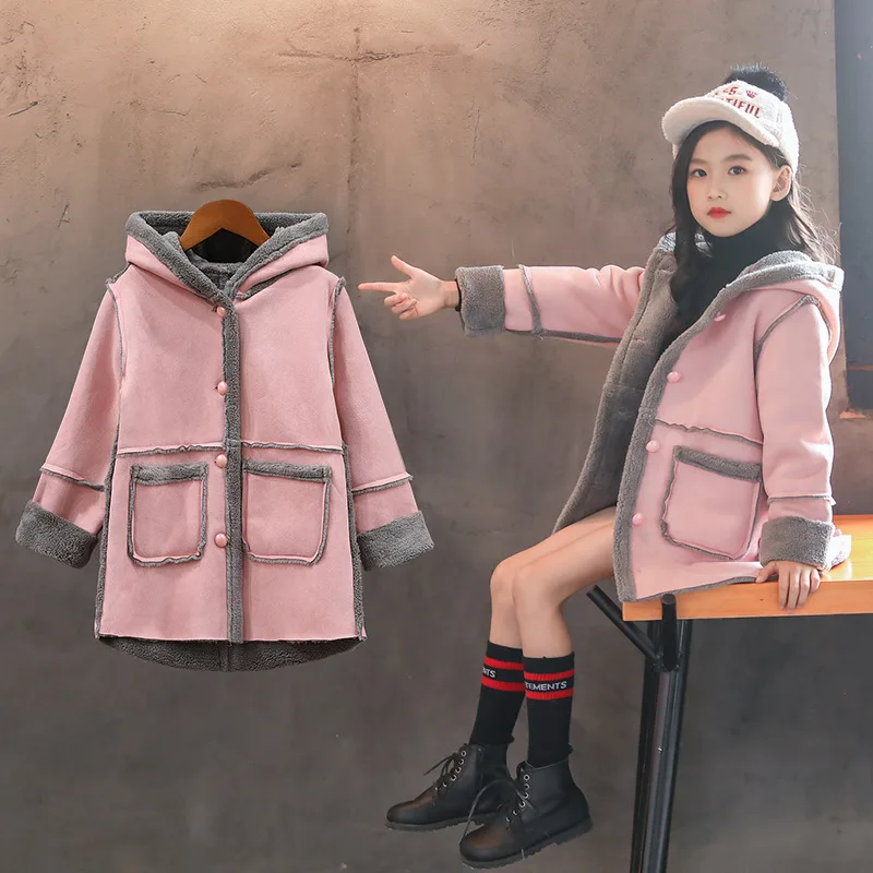 Пальто для девочек; плотное издание; Детские замшевые куртки для девочек