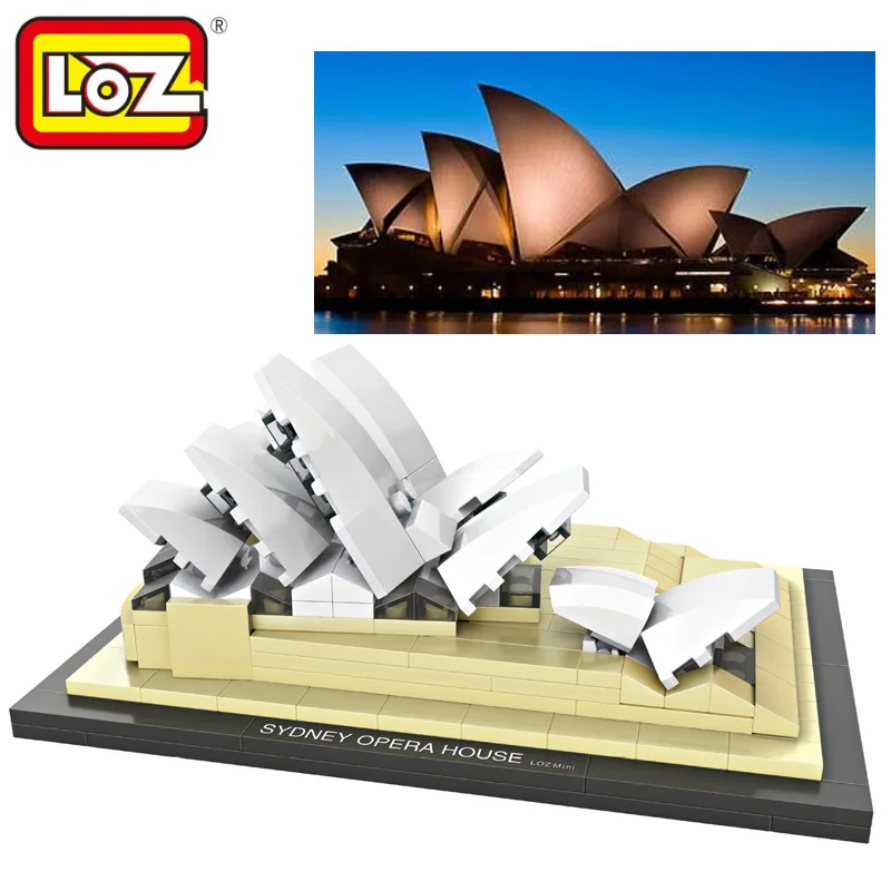 

Loz World Famous Architecture Australia Sydney Opera House Mini 3D Model Building Blocks DIY Assembly Bricks Toys for Children