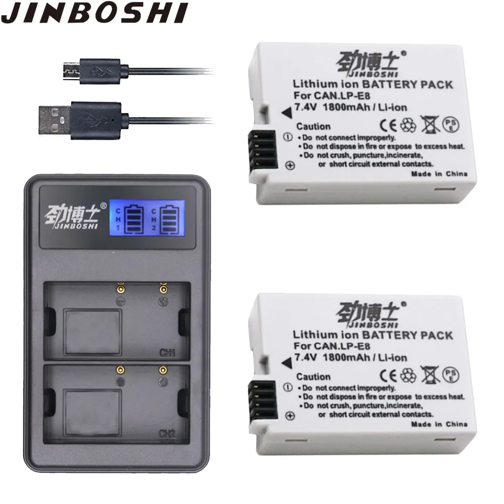 

2Pcs 1800mAh lpe8 LP-E8 LP E8 Li-ion Battery + USB Charger Kits For Canon LP-E8 EOS 5D, 700D50D, 600D, 650 EOS Rebel T5i T3i