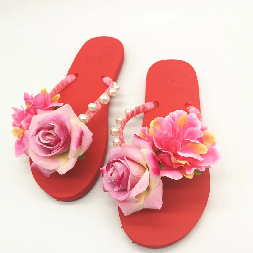 Г., летние женские розовые сандалии на плоской подошве с цветочным принтом милые повседневные Модные женские пляжные вьетнамки Женская обувь Лидер продаж, домашняя обувь