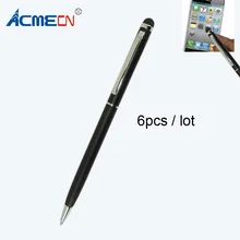6pcsTouch ручка для iPhone и iPad или смартфона с пишущая шариковая ручка Twist Slim 2 в 1 многофункциональная ручка аксессуары для телефона