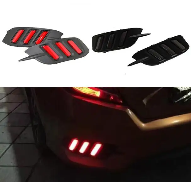 

Multi-function LED Rear Bumper Light Rear Fog Lamp Brake Light Turn Signal Light Reflector For C*IVIC 10TH 2016 2017 2pcs