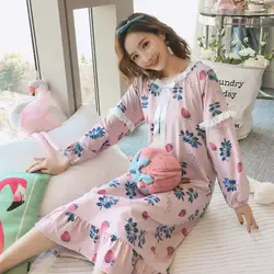 Сезон: весна–лето Для женщин Ночная Рубашка домашняя одежда прекрасный розовый Ночная рубашка Женский печати женская пижама отправить