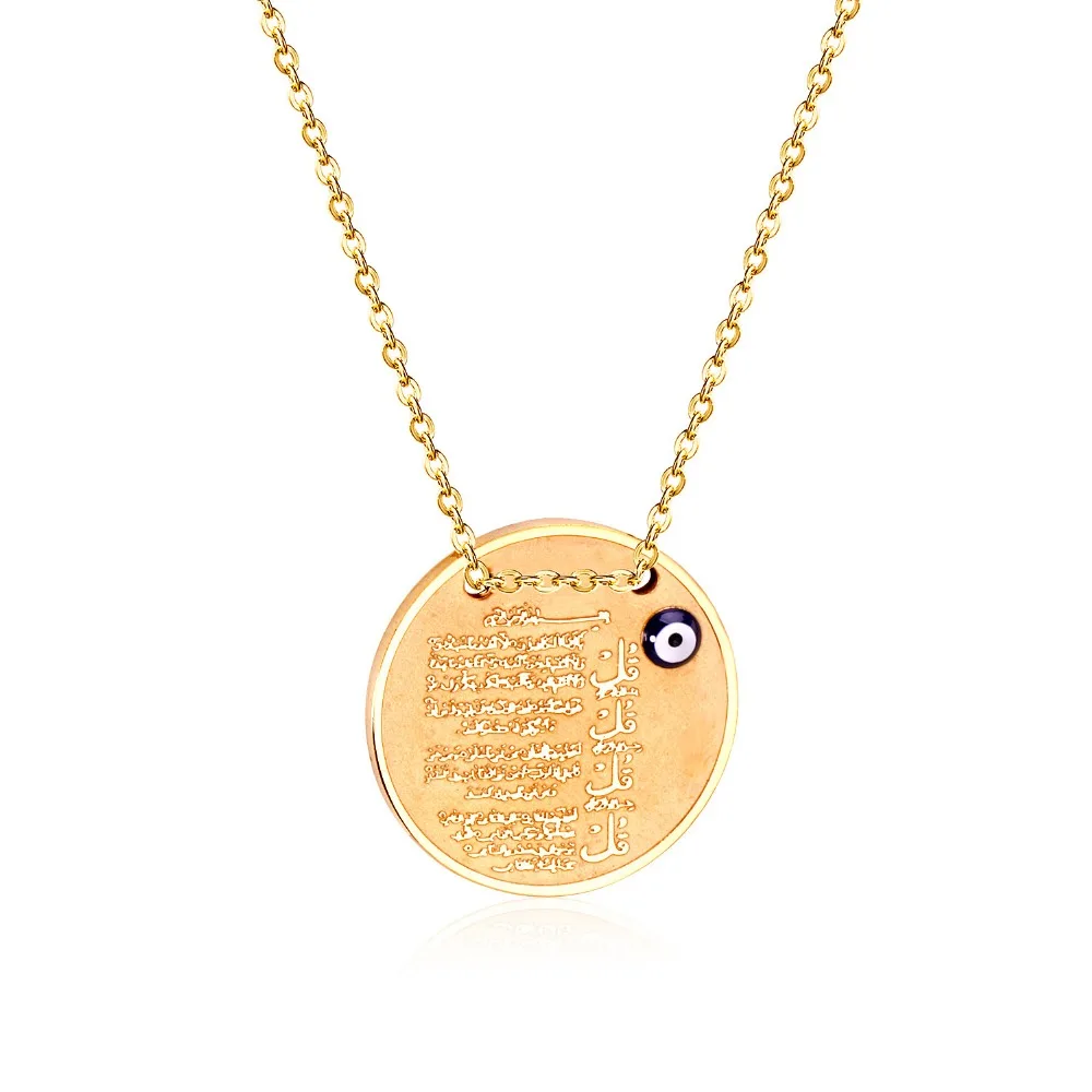 

LUXUKISSKIDS Brand New Scriptures Pendant Necklaces With Eyes Shape Stainless Steel Fashion Necklaces
