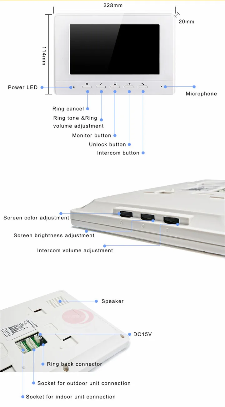 Домофон Rfid домофоны на входную дверь с 7 дюймов Цвет 6 мониторов видео интерком для частный дом с 6 различных единиц