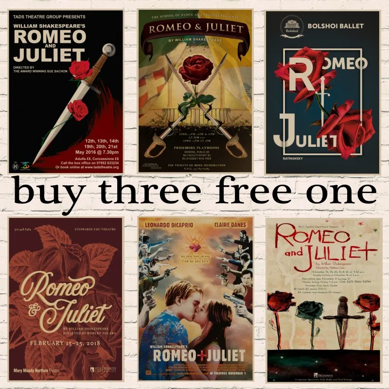

Actress American Brown Hair Romeo And Juliet Tragedy Movie Film Poster retro Poster wall sticker room decor