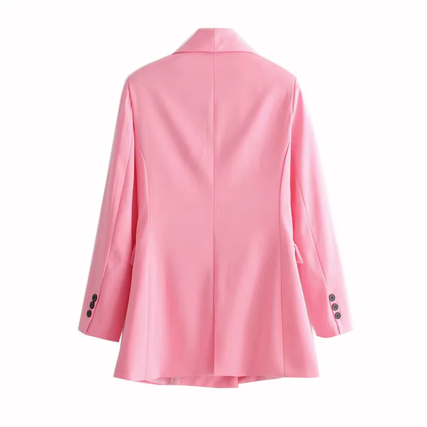 TVVOVVIN стильный розовый блейзер двубортный с карманами и длинными рукавами 2019 повседневное однотонное пальто Женская офисная одежда