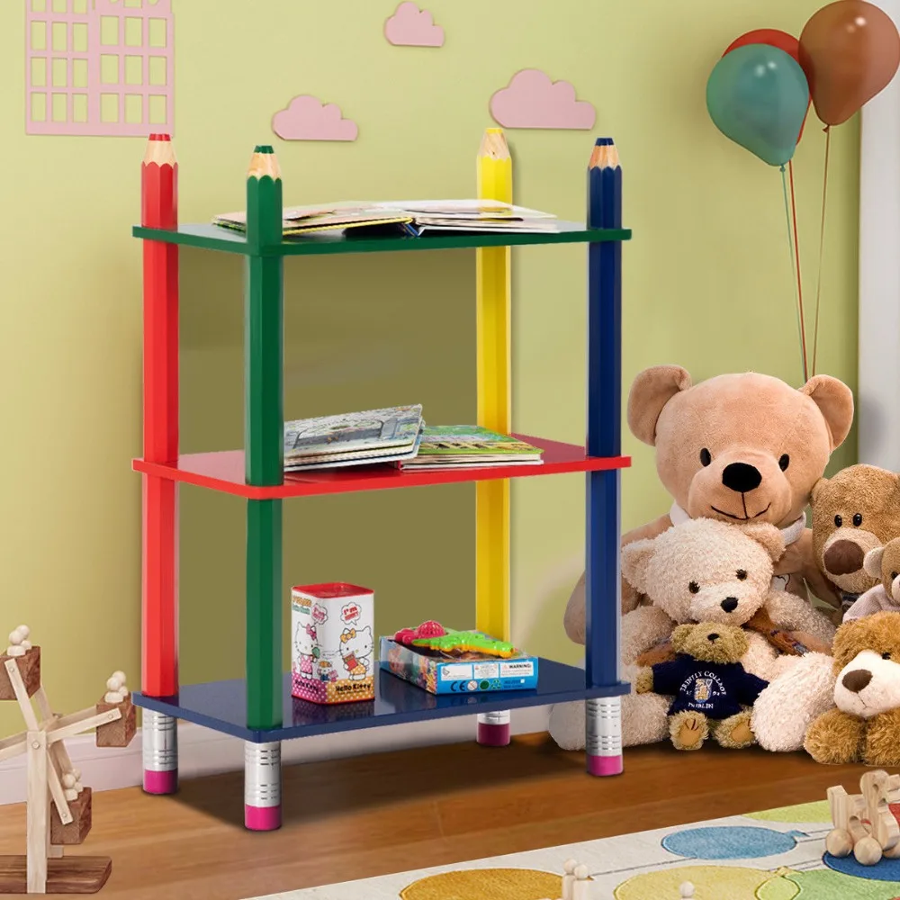 Giantex 3 تيير الاطفال رف تلوين تحت عنوان رفوف تخزين خزانة طفل الملونة المنزل الأثاث HW58652