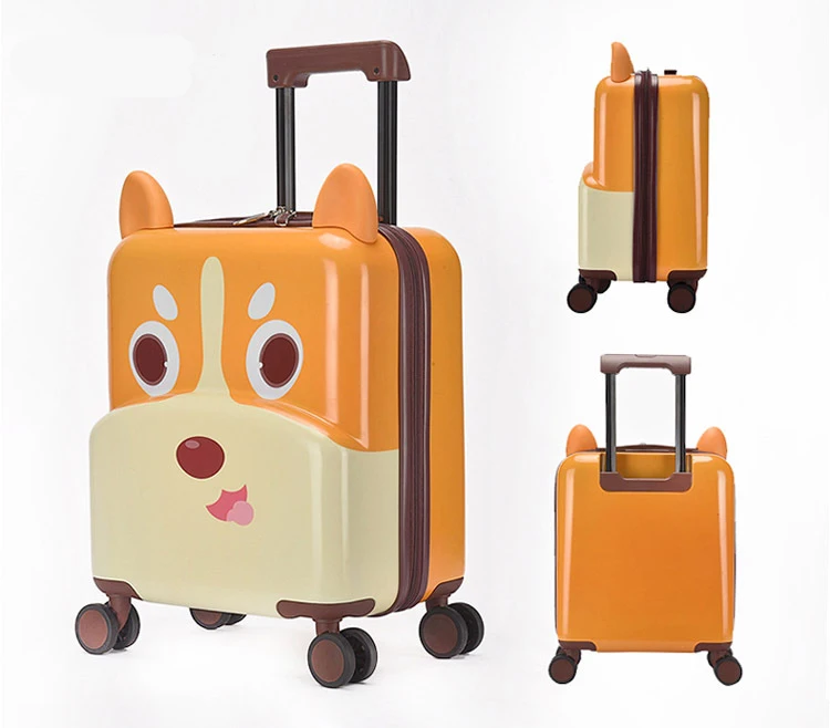 18 дюймов 3D мультфильм милые животные Дети Abs+ PC чемодан на колёсиках Spinner детей интернат чемоданы тележка дорожная сумка студента