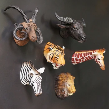 

Hot Selling Newest Creative Wild Animal Head Magnet Magnetic Clasp Is Not Afraid To Drop Stereoscopic PVC Refrigerator Sticke