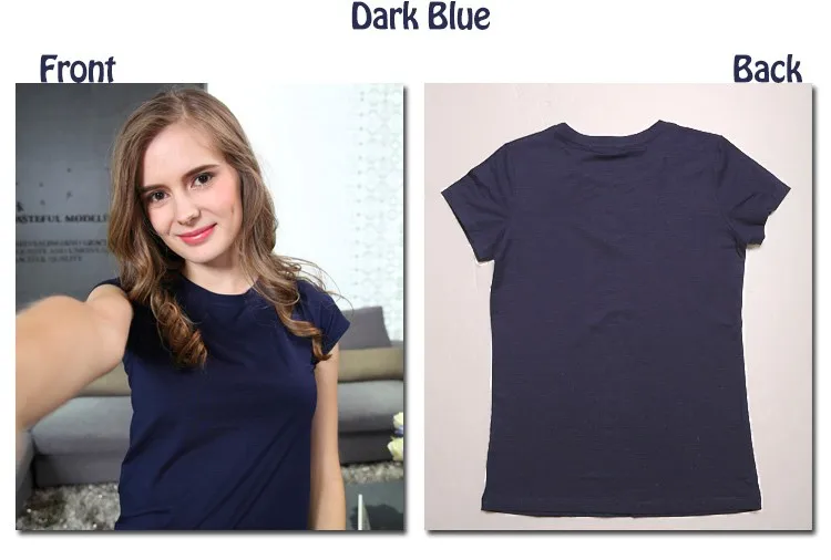 Летняя Повседневная однотонная женская футболка с круглым вырезом, 15 цветов, цветная хлопковая футболка, базовая женская футболка,, Стрейчевые белые свободные топы - Цвет: Dark Blue