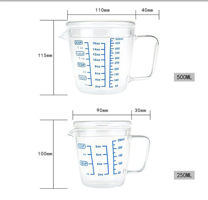 8oz/16oz Tiaking transparent glass with lid hot drink milk cup multifunction measuring cup microwave heating cup,baking cup