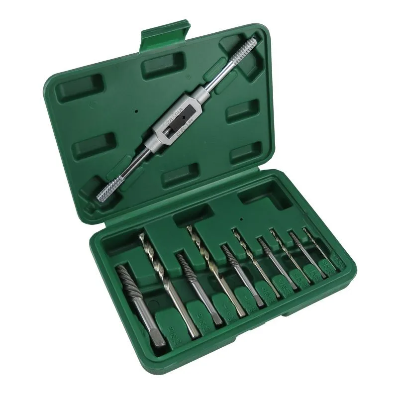 

11pc Double Side Damaged Screw Extractor Drill Bit Set Broken Drilling Screw Extractor Remover Drill Bit Set with Holder Handle
