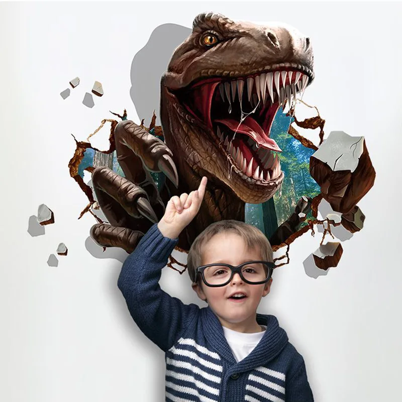 3D наклейки на стену в виде динозавра для детской комнаты декоративная Фреска