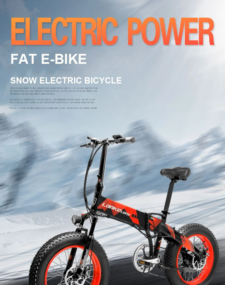 20 дюймов жира для е-байка снег Электрический велосипед 48V500W складной Электрический горный велосипед Скрытая литиевая батарея диапазон в переменного тока, 50-100 км гибридный