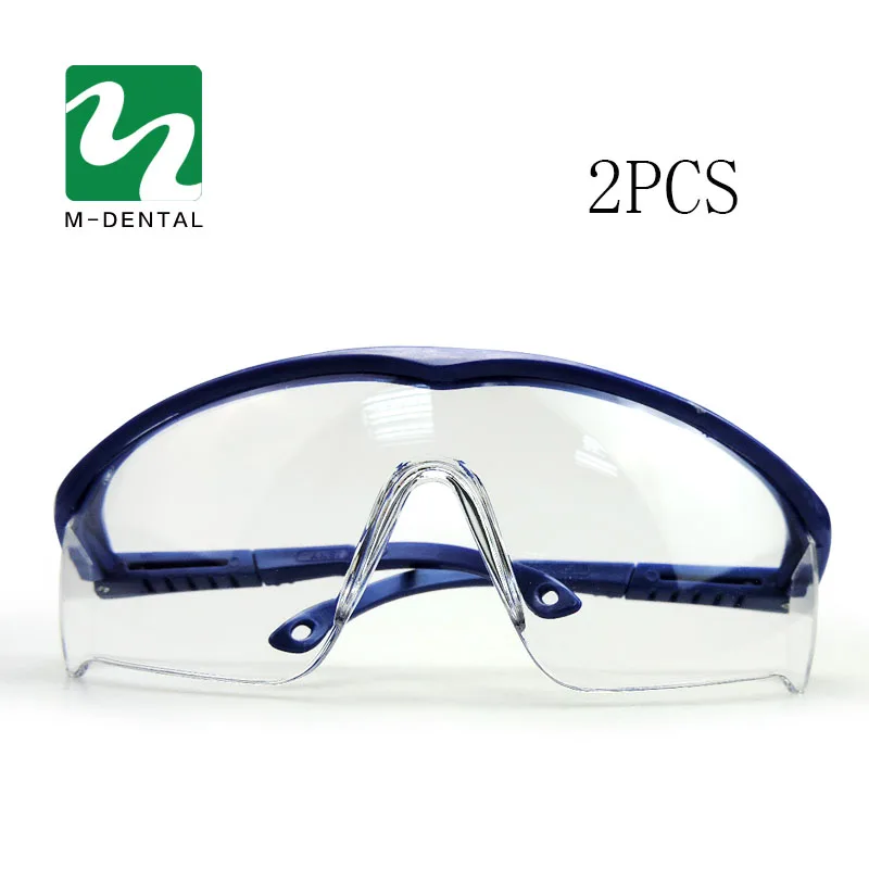 2 pcs Dental Blue Protective Eye Goggles Safety Glasses Blue Frame For