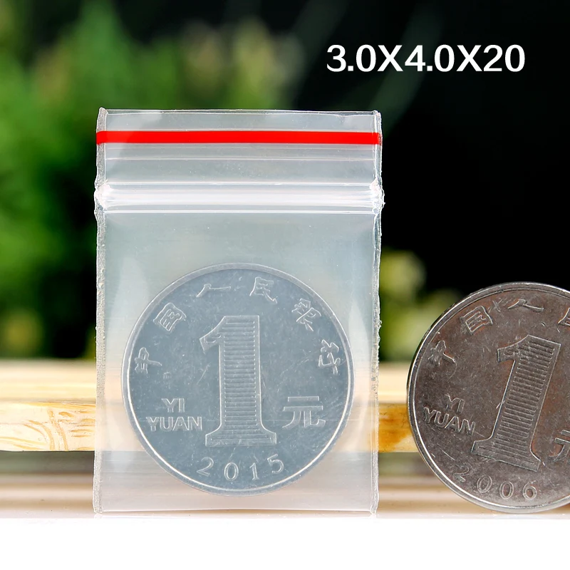 500 шт./лот 3x4 см/1 18x1 57 дюйма красные пластиковые сумки с замком на молнии 0 2 мм