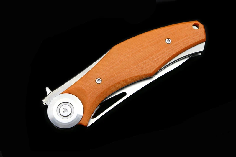 Зеленый шип сделанный Темный Флиппер складной нож D2 титановое лезвие G10 ручка Открытый выживания Охота Кемпинг Фрукты Нож EDC инструменты - Цвет: Orange