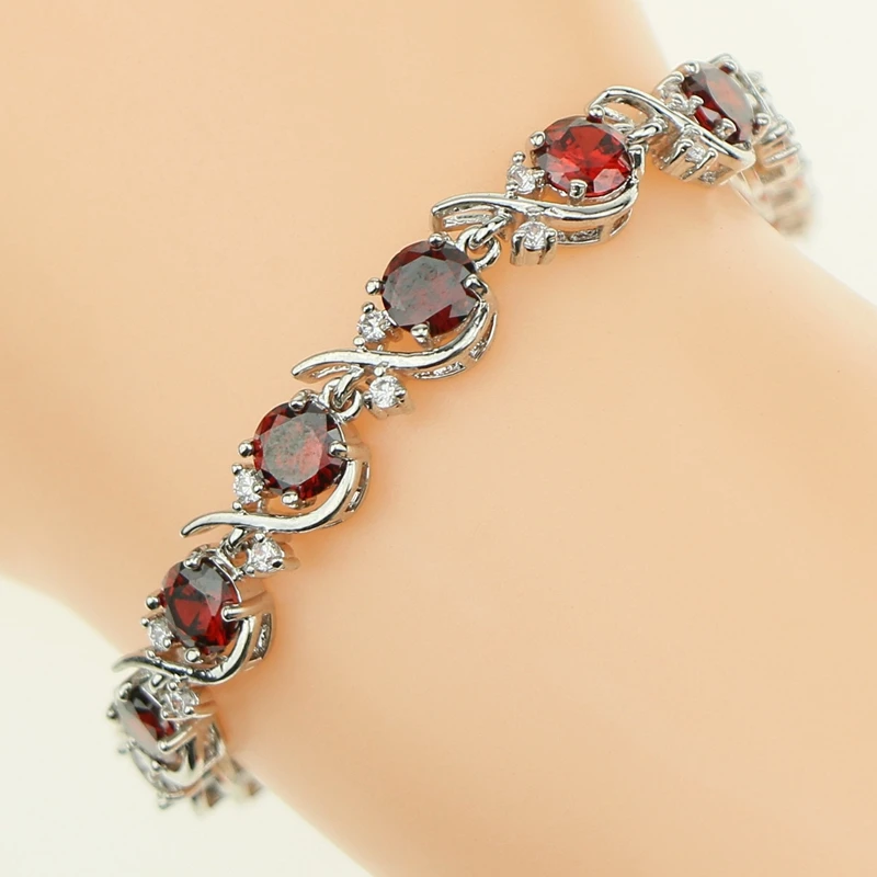 

925 Sterling Silver Jewelery Link Chain 19cm Bracelets Six Color Cubic Zirconia Hand Spanners Bracelet For Women Free Gift Box