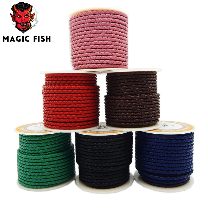 

Magic fish Braided leather cowskin rope DIY Charm men bracelets Genuine leather cord Wholesale supplies hand made jewelry brinco