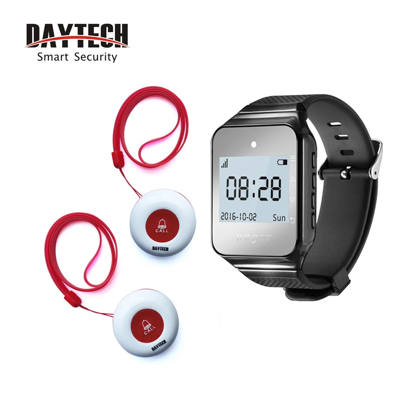

DAYTECH Caregiver Pager Hospital Wireless Nurse Calling System Emergency Call Button 1 Watch Receiver 2 Call Buzzers