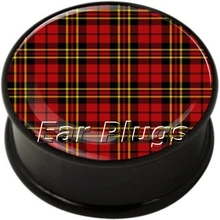 Hot sale 60pcs/lot Tartan plug single flared ear plug mix 10 sizes body piercing jewelry ASF098