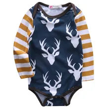 Hot sales Fashion Newborn Baby Boys Girls Clothes Deer Long Sleeve Bodysuits Playsuit cotton Baby Clothing Outfits