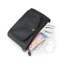 Брендовый деловой держатель для карточки-ключа, мужские кожаные кошельки для монет, мужские кредитные держатели для карт, карман на молнии, кошелек для монет с приложением