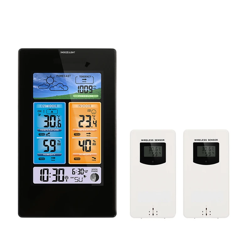 

Wireless Weather Station Digital Thermometer Hygrometer Color Weather Forecast Alarm Clock In/outdoor Humidity Meter