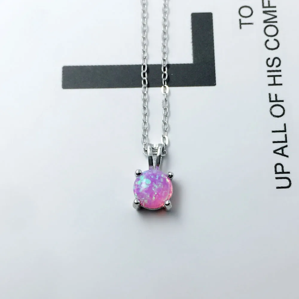 5 мм круглый белый розовый синий опал ожерелья и подвески 925 пробы серебряные ожерелья для женщин S925 серебряные ювелирные изделия(Lam Hub Fong