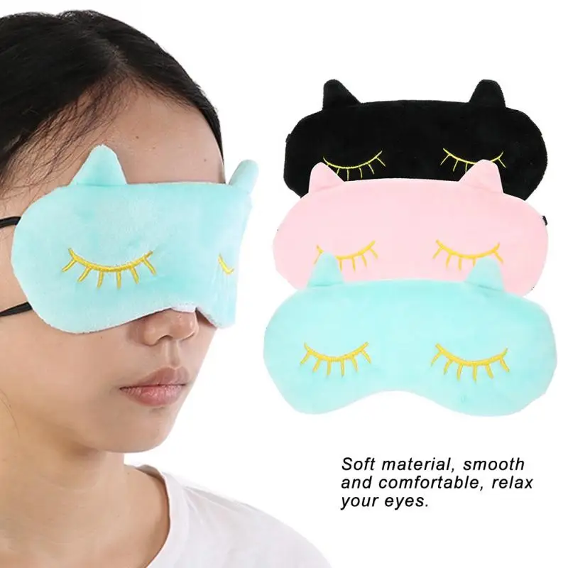 

3 Colors Cute Animal Eye Cover Sleeping Mask Lovely Cat Cartoon Eye Shade Blindfold