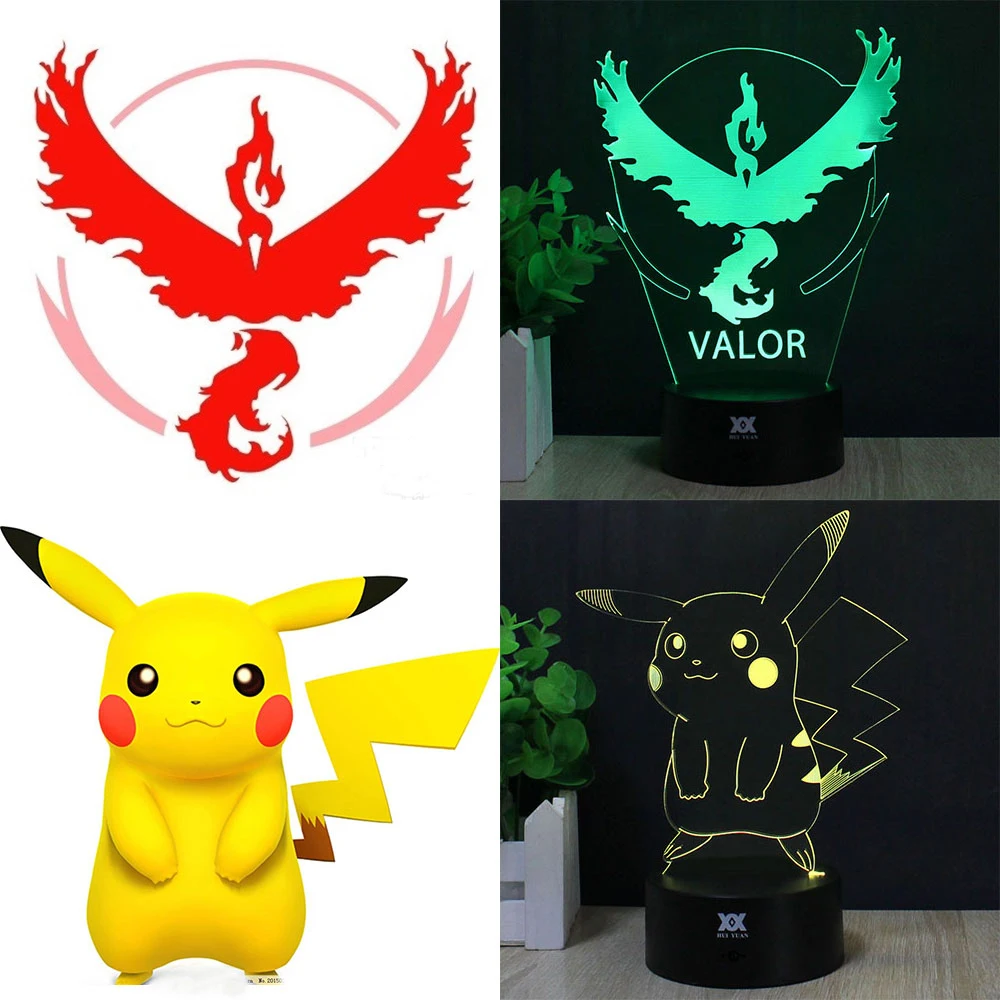 Pokemon Go 3D лампа Charmander Чаризард Сквиртл LED, Декоративный Светильник Настольный USB Новинка Ночные светильники ребенка подарок Хуэй Юань Марка