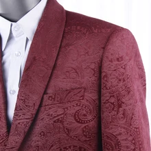 Бургундия Пейсли мужские бархатные блейзеры сделанный на заказ Узкий покрой Свадебный костюм пиджак для мужчин, изготовленный на заказ модный красный бархатный пиджак для мужчин