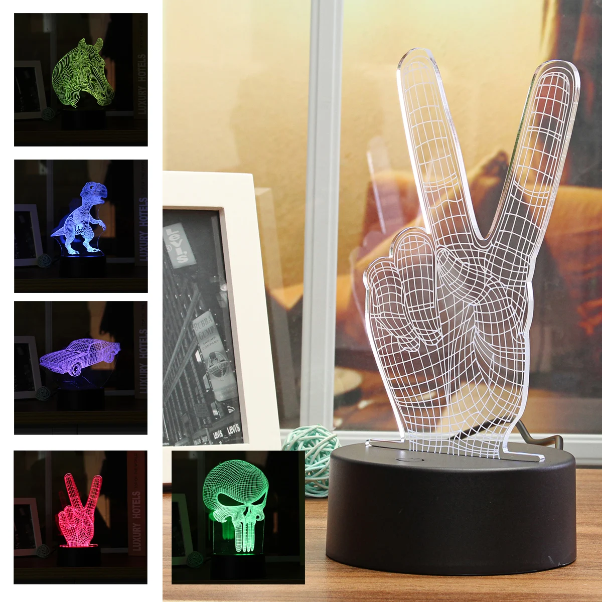 

3D Creatives Acrylic Board Night Light Touchs Switch Table Lamp Eye Protection Acrylic Board Color Change LED Lamp For Children