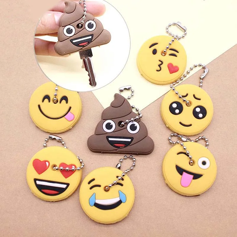 

20pcs Emoji Face Smile Cute Anime Key Cover Key Chain Cartoon Key Cap Key Ring Boy Girl Goody Bag Pinata Filler Party Gift